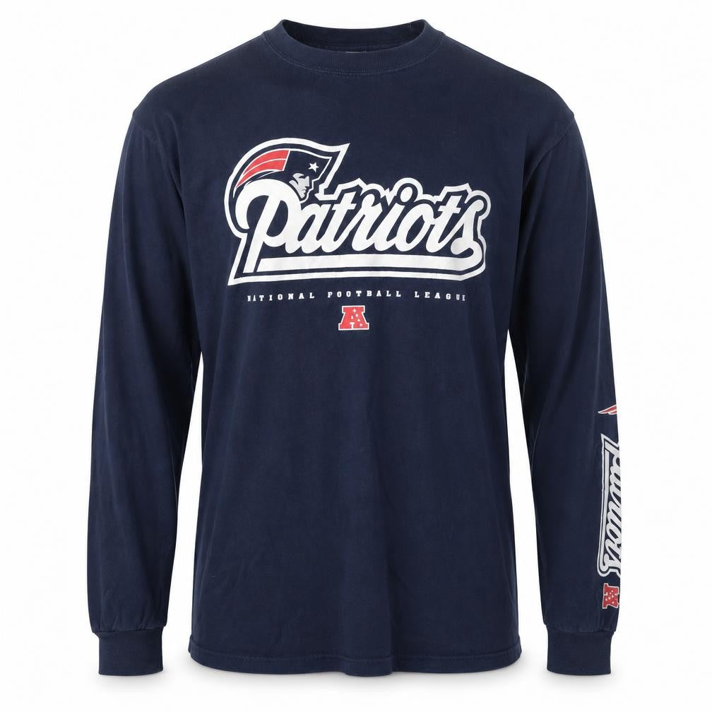 Team Apparel Men's Blue Patriots Long Sleeve Cotton T-Shirt Size M