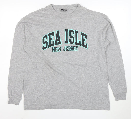 Talha USA Men’s Grey Long Sleeve Crew Neck SEA ISLE T-Shirt XL