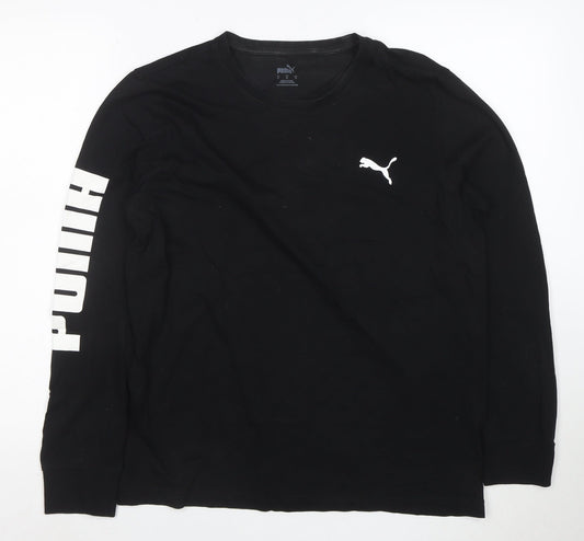 Puma Men's Black Long Sleeve Logo Crew Neck T-Shirt M
