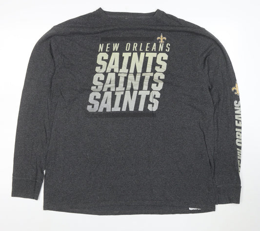 Majestic Men’s Grey New Orleans Saints Long Sleeve T-Shirt XL