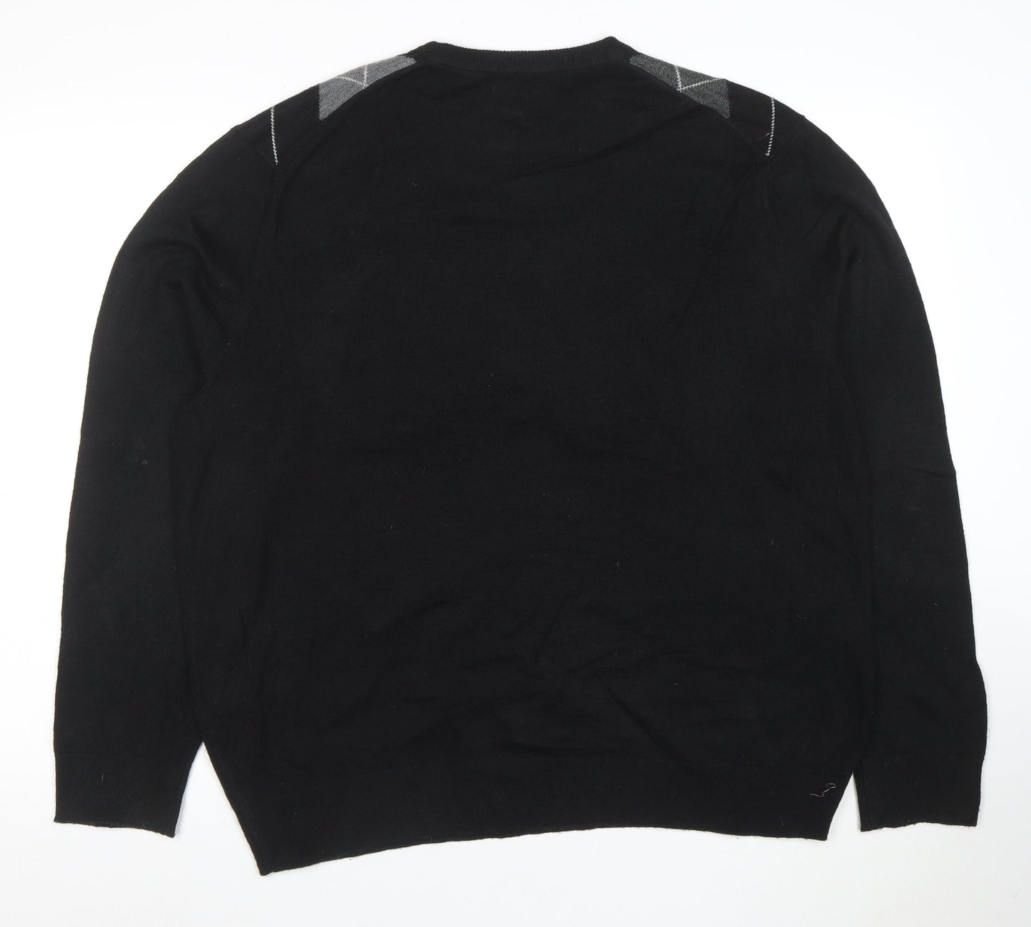 Dockers Men's Black Argyle Crew Neck Acrylic Jumper XL
