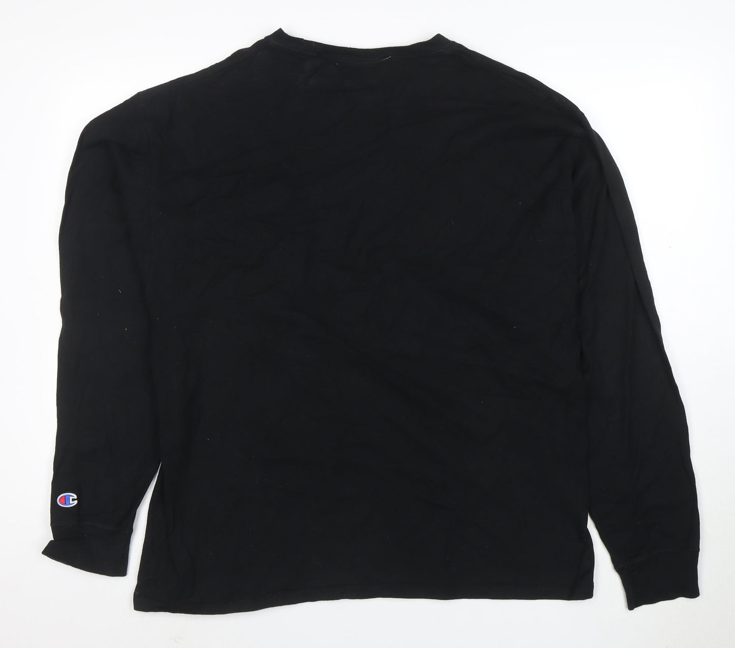 Champion Men's Black Long Sleeve Crew Neck Cotton T-Shirt XL