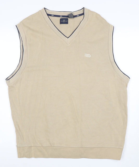 Dockers Men's Beige Cotton V-Neck Sleeveless Knit Vest XL