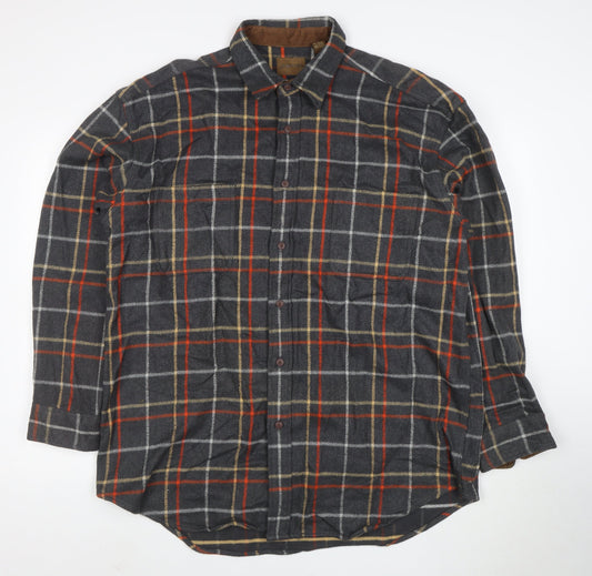 St. John’s Bay Men’s Grey Plaid Cotton Flannel Shirt XL Tall