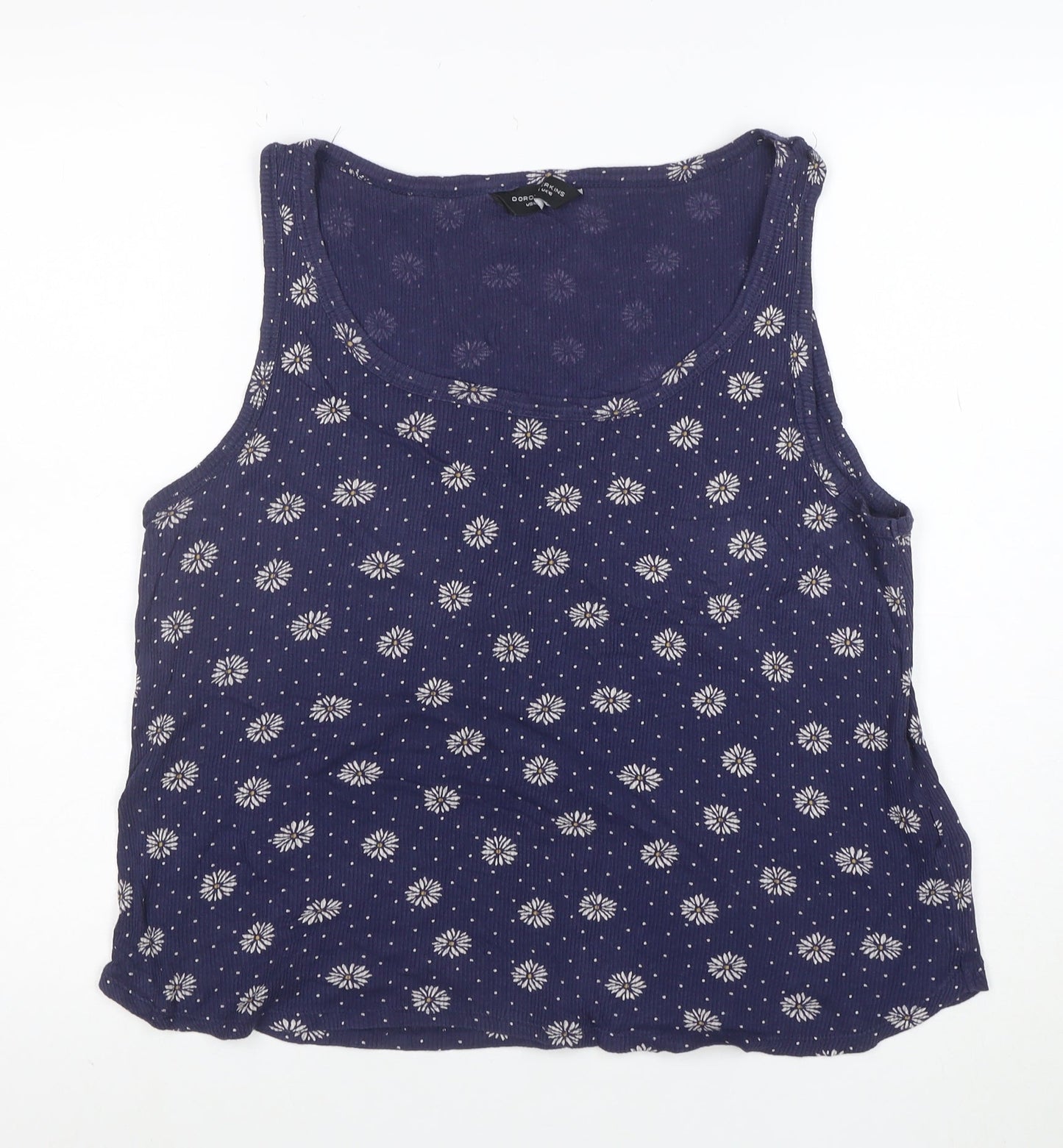 Dorothy Perkins Women's Blue Floral Cotton Tank Top Size 16