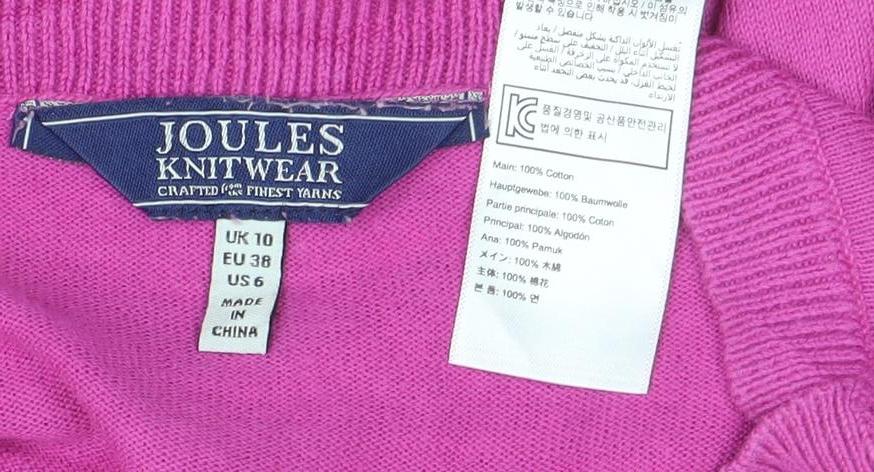 Joules Womens Pink Cotton Crew Neck Long Sleeve Jumper Size 10