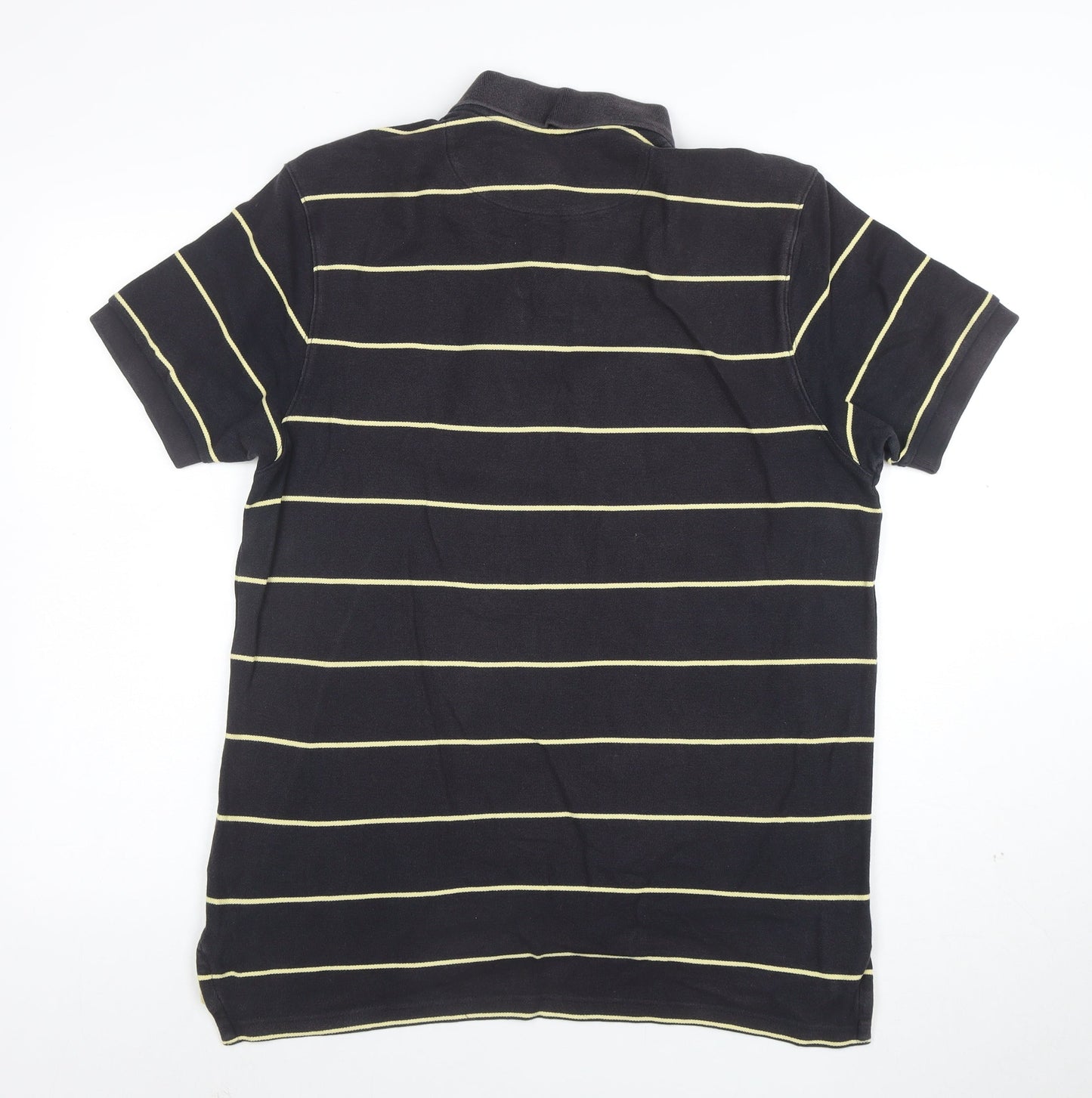 Charles Tyrwhitt Men's Black Striped Cotton Polo Shirt Medium