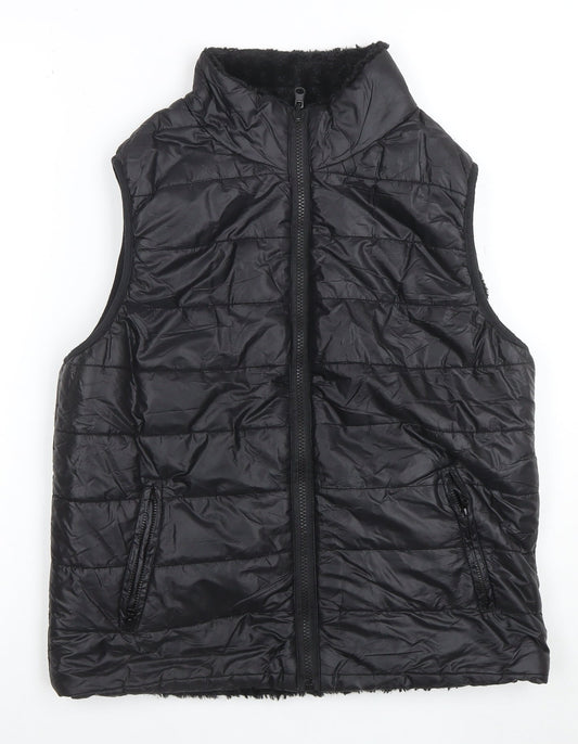 Cisono Women Black L Puffer Quilted Waistcoat Polyester Zip