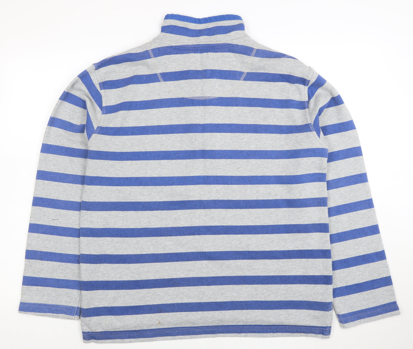Mini Boden Boys Grey Blue Striped 1/2 Zip Sweatshirt 13-14 Years Cotton