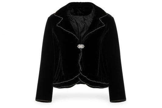 Berek Women Black Velvet Embellished Suit Jacket Size L