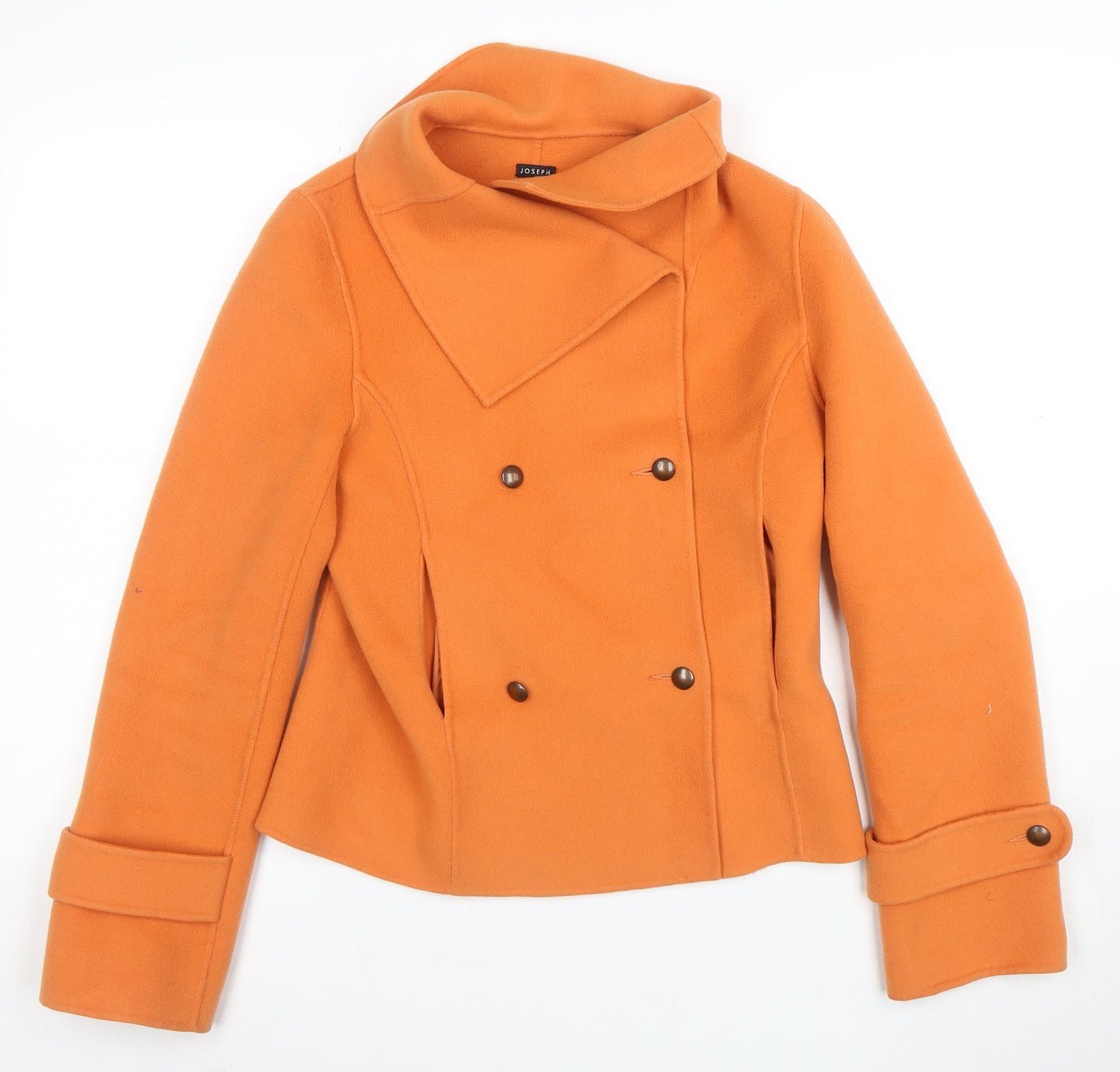 Joseph Women's Orange Wool Cashmere Pea Coat Jacket Size 10