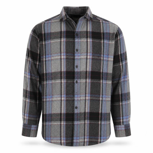 Vintage Campus Men's Grey Plaid Wool Flannel Button-Up Shirt M