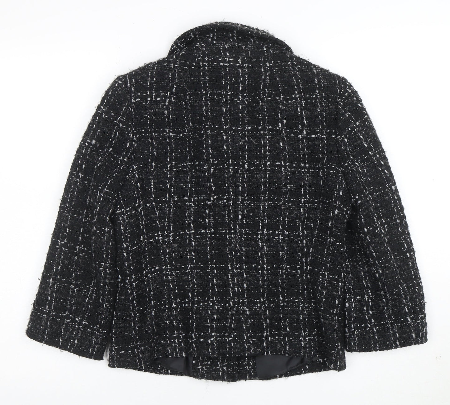 Oasis Women's Black Tweed Button Up Short Jacket Size 10