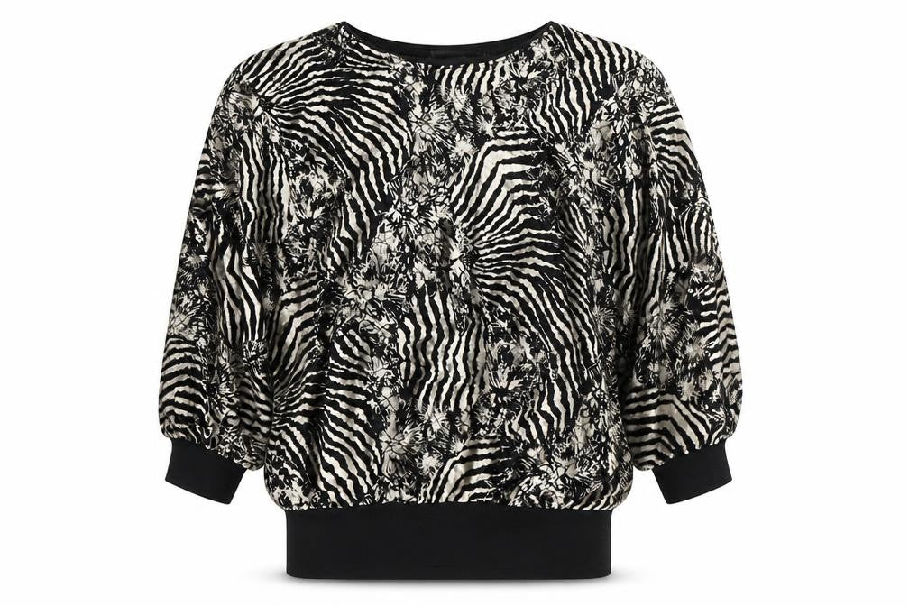 Western Connection Womens Black Animal Print Tunic Blouse S