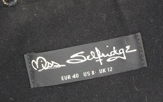 Miss Selfridge Women Black Pea Coat Size 12 Classic Mid-Length