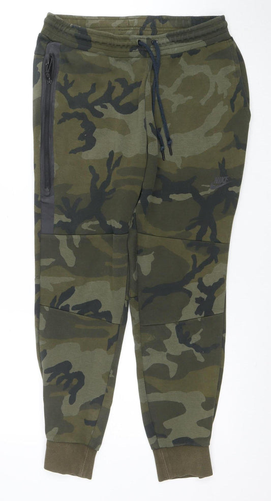 Nike Men's Green Camo Jogger Trousers M Regular Fit Activewear