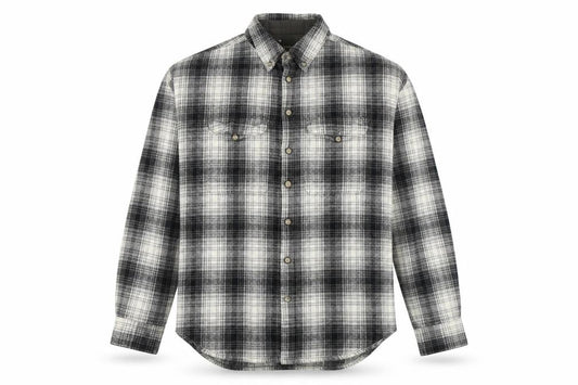 Sierra Pacific Men's Large Black Grey Check Wool Blend Button-Up Shirt