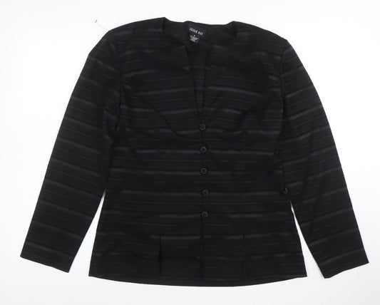 Leslie Fay Women's Black Striped Suit Jacket Size 8 Regular