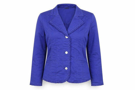 Denver Hayes Women's Blue Cotton Stretch Blazer Jacket L