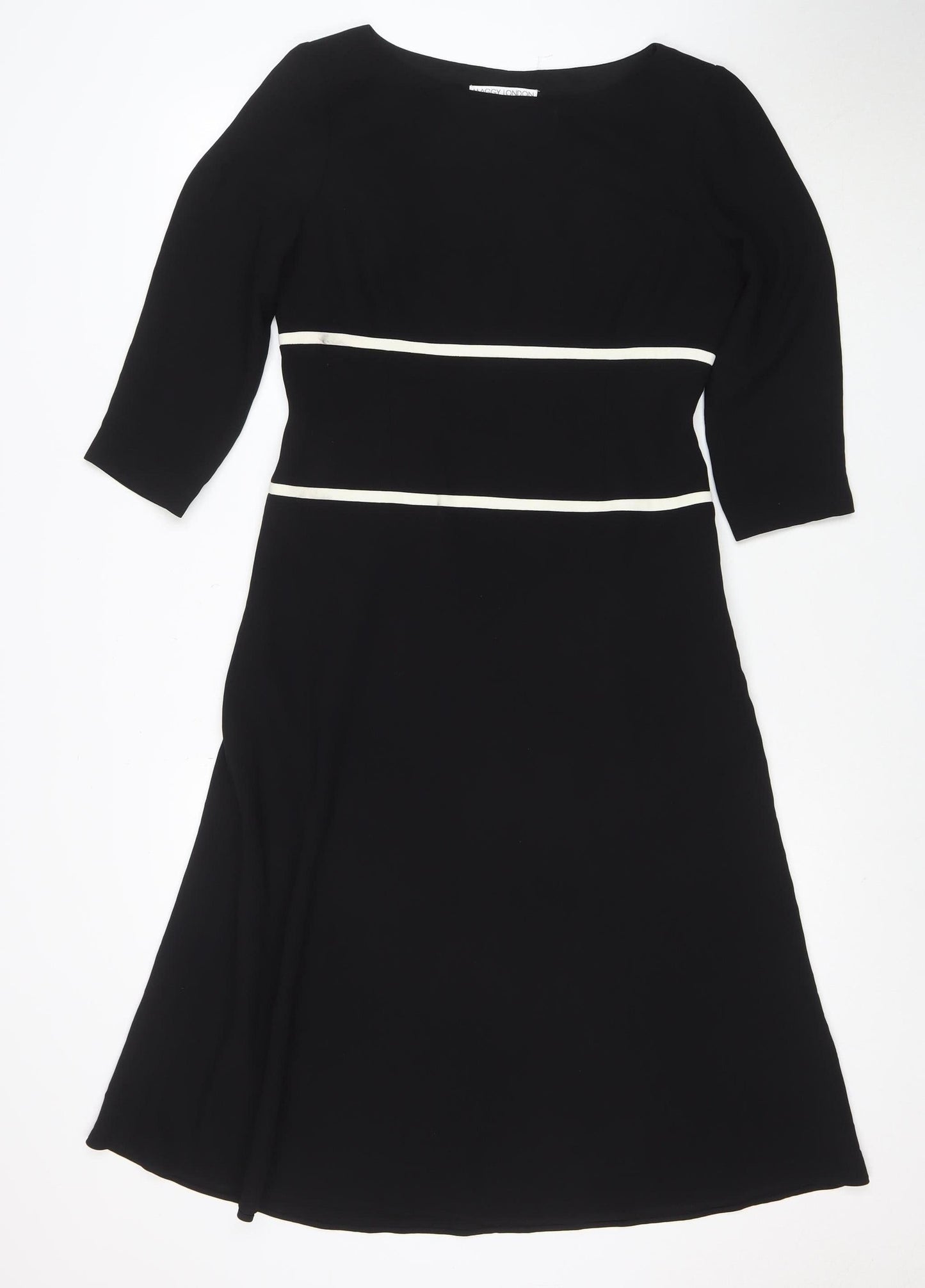 Maggy London Women’s Black Sheath Dress Size 6 Petite 3/4 Sleeve Workwear