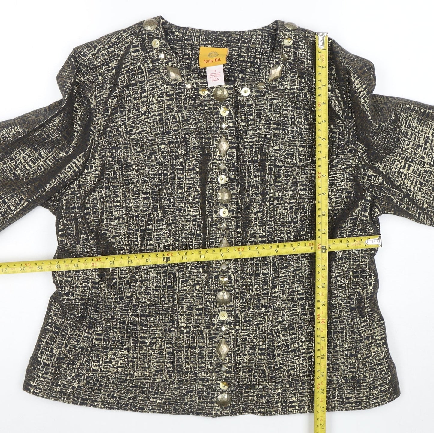 Ruby Rd. Women’s Gold Woven Long Sleeve Suit Jacket Size 12