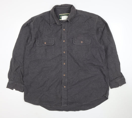 Field & Stream Men's Grey Cotton Flannel Button-Up Shirt XL