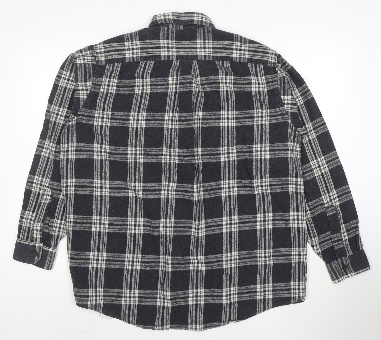 L.L. Bean Men's Grey Plaid Flannel Button-Up Shirt Size L