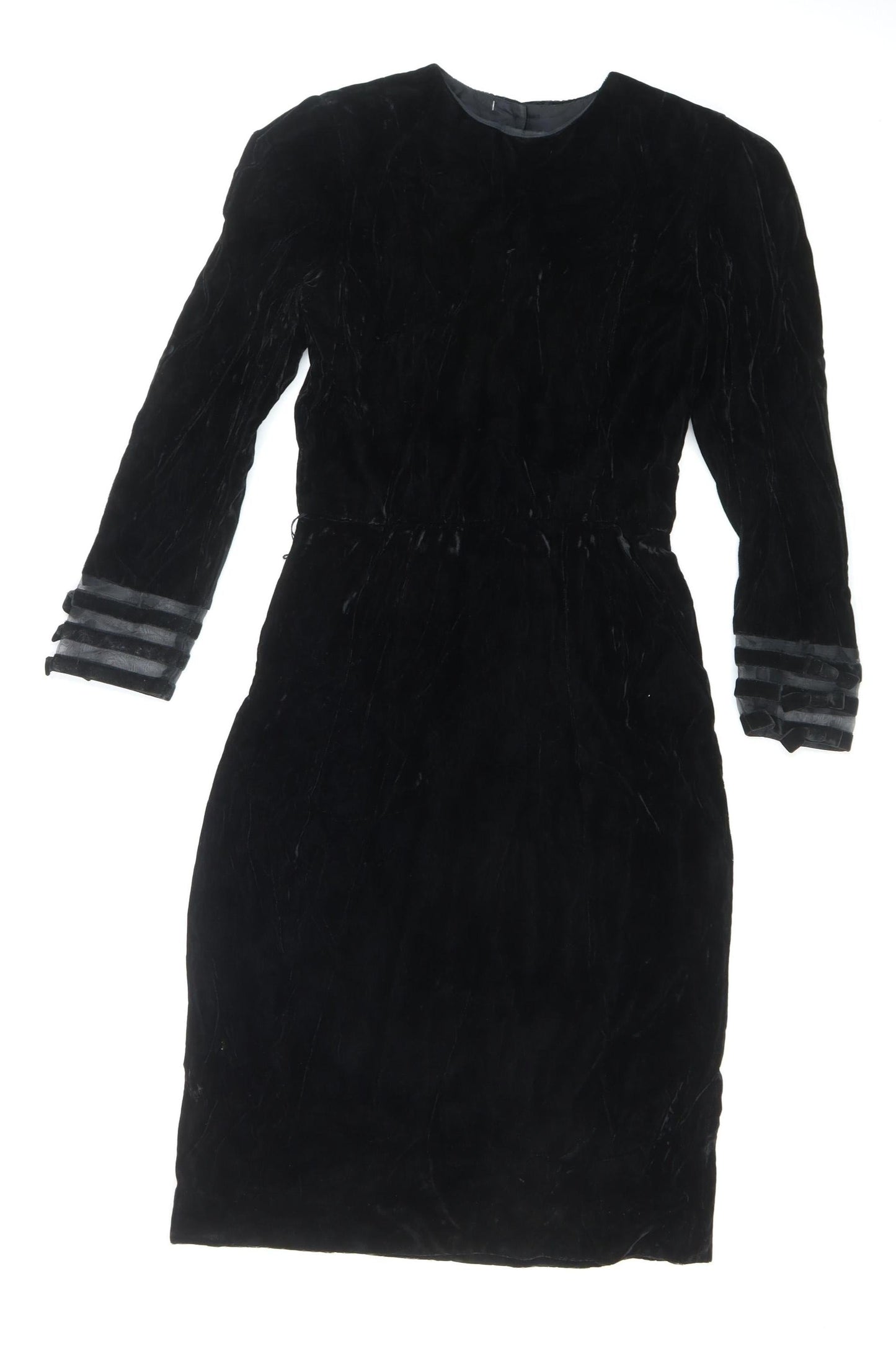 Albert Nipon Women Black Rayon Sheath Knee Length Dress Size 8