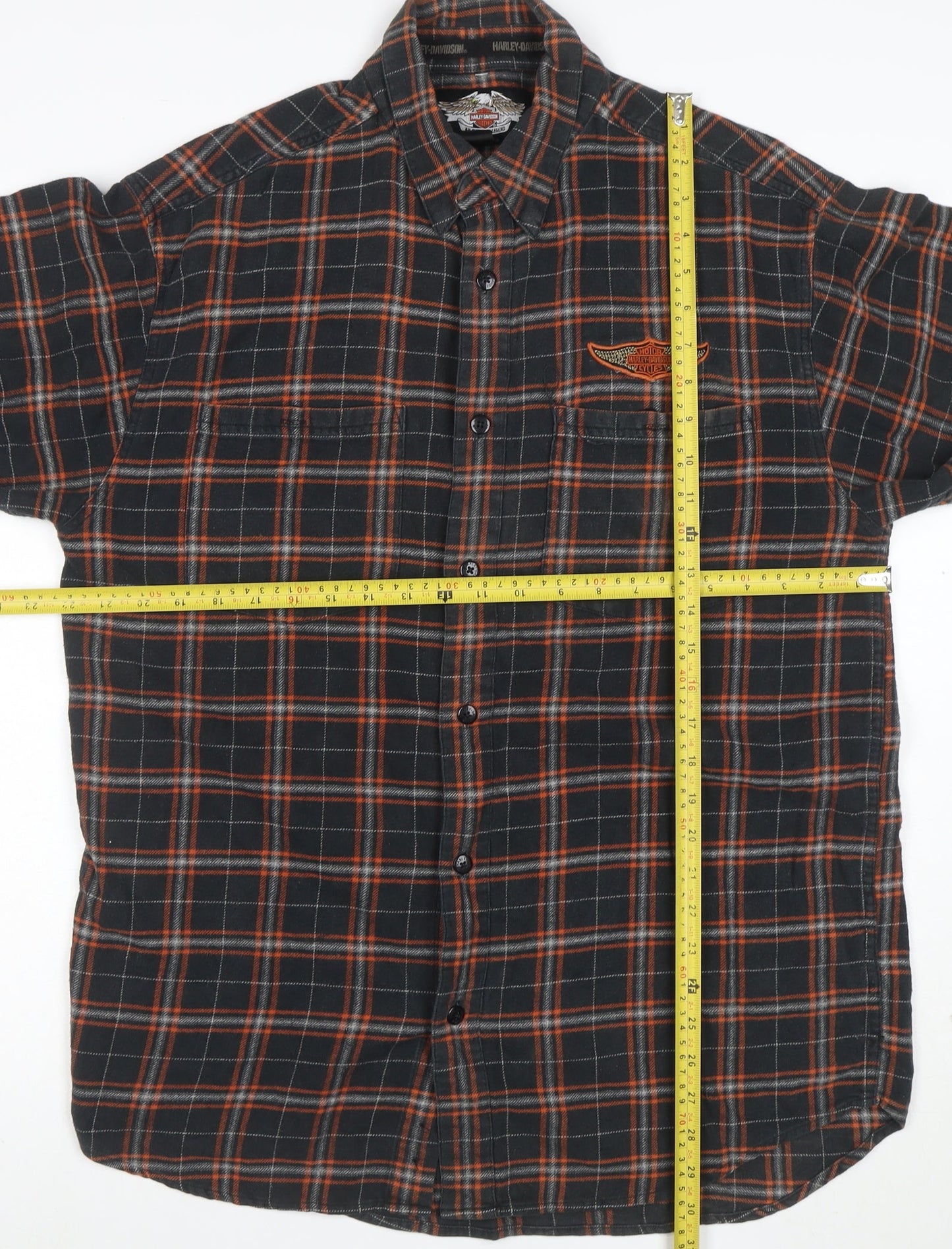 Harley-Davidson Men's Black Plaid Flannel Button-Up Shirt M