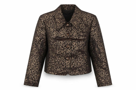 Bianca Nygård Petite Gold Brocade Cropped Blazer Size 10
