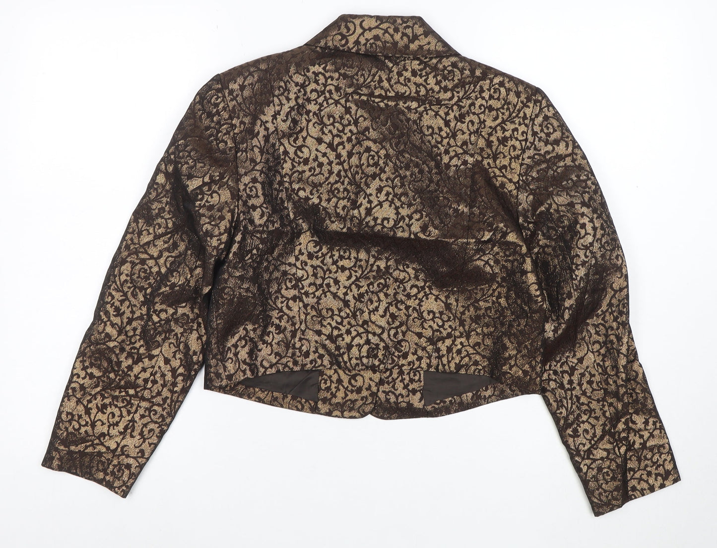 Bianca Nygård Petite Gold Brocade Cropped Blazer Size 10