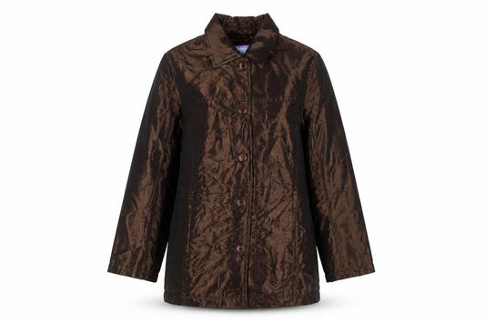 C-Force Women Brown Mid-Length Overcoat Size S Lined Button Jacket