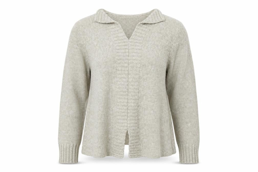 Anne Cramond Fine Knits Women's Beige Wool Blend V-Neck Jumper M