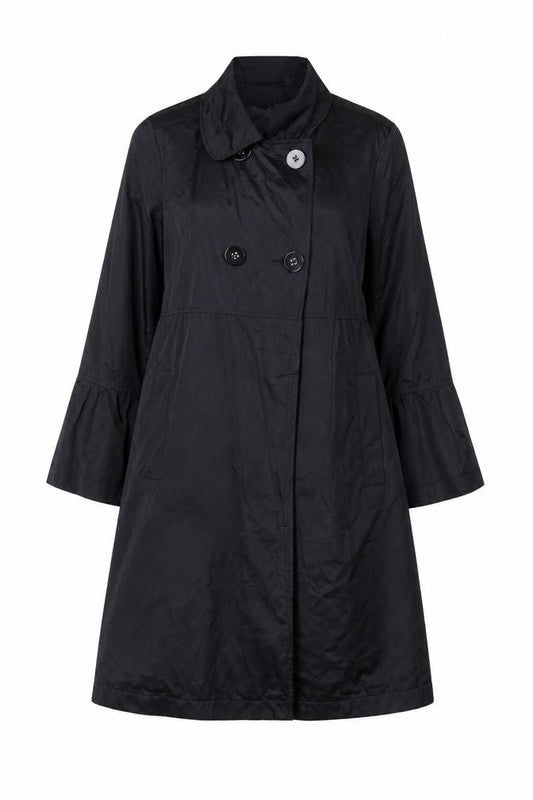 Bernardo Women's Black Long Trench Coat Size L Classic Style