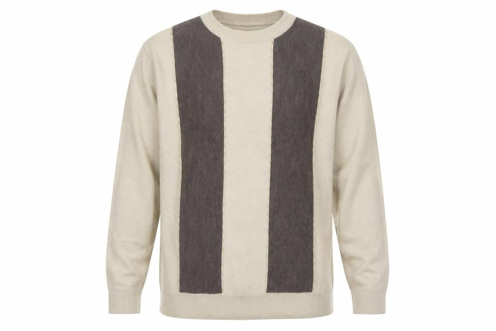 Maxferre Men's Beige Brown Striped Knit Pullover Jumper XL