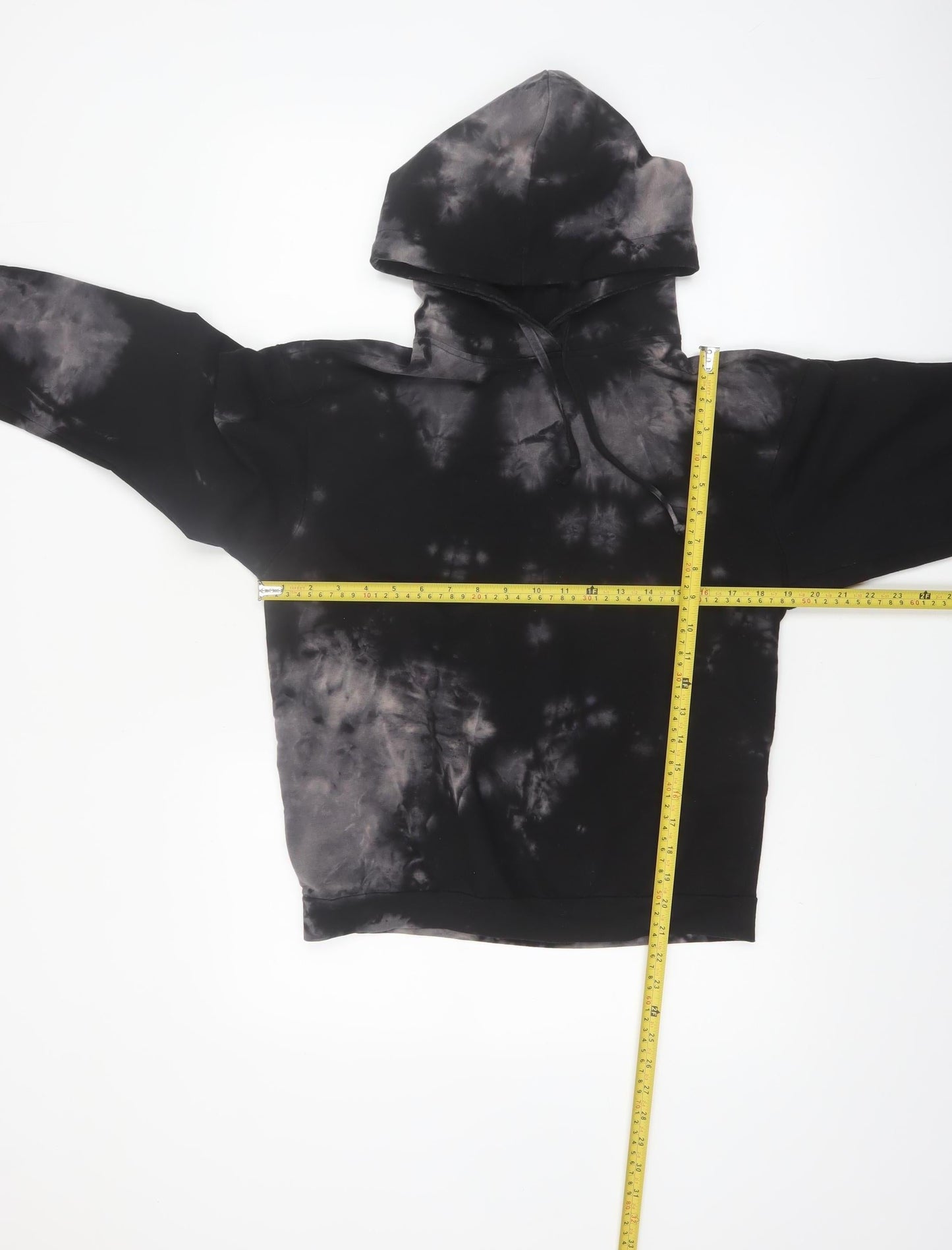 Boohoo Womens Black Tie Dye Pullover Hoodie UK 8 Cotton Blend