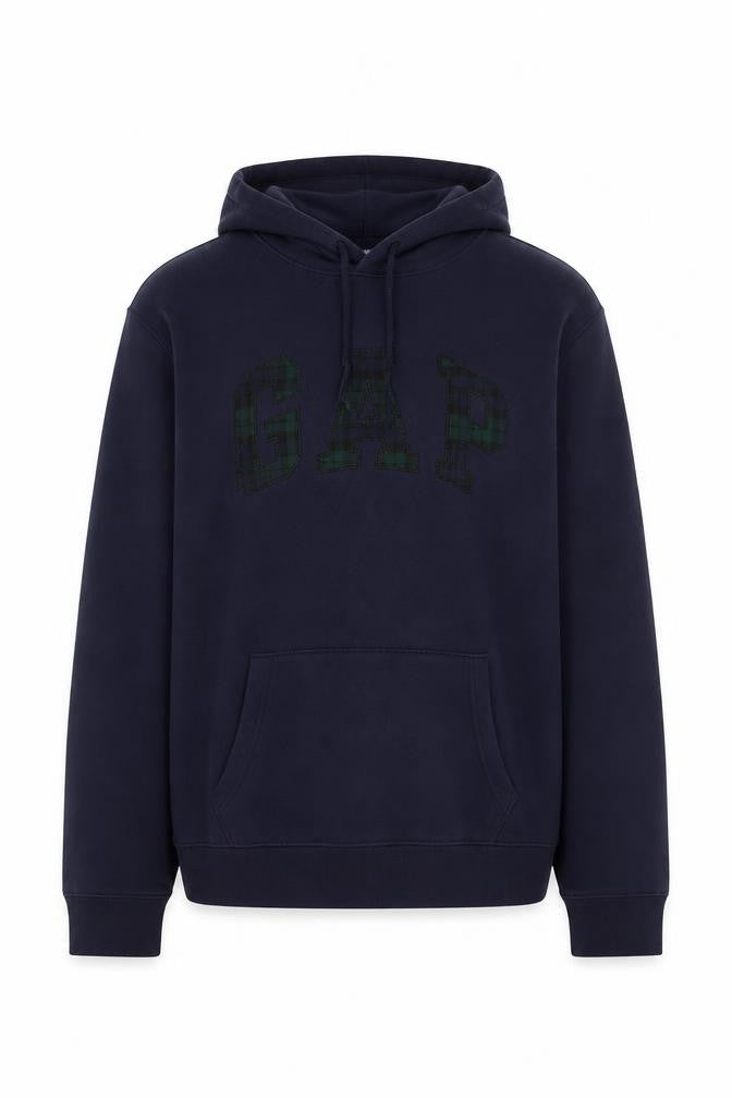 Gap Men's Blue Pullover Hoodie L Logo Fleece Sweatshirt