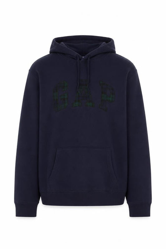 Gap Men's Blue Pullover Hoodie L Logo Fleece Sweatshirt