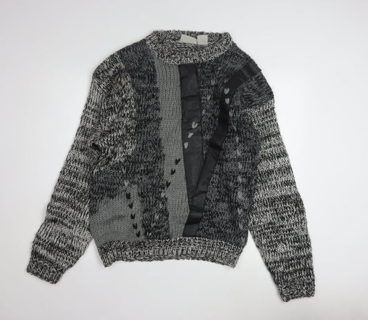 Get Worn Men's Grey Chunky Knit Acrylic Pullover Jumper L
