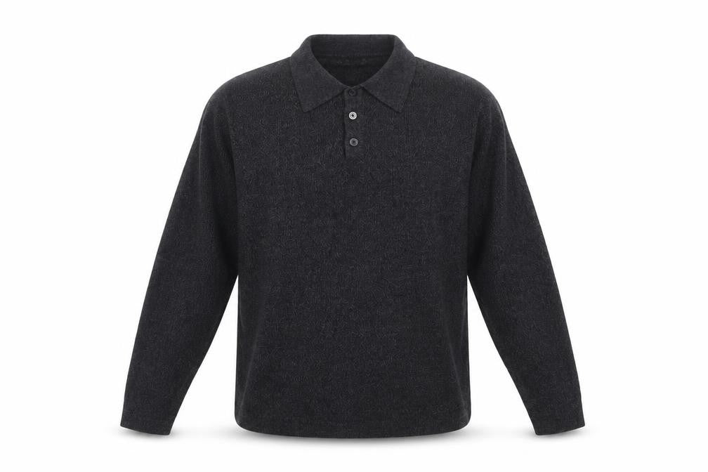 Dockers Men's Grey Collared Henley Knit Jumper Size L