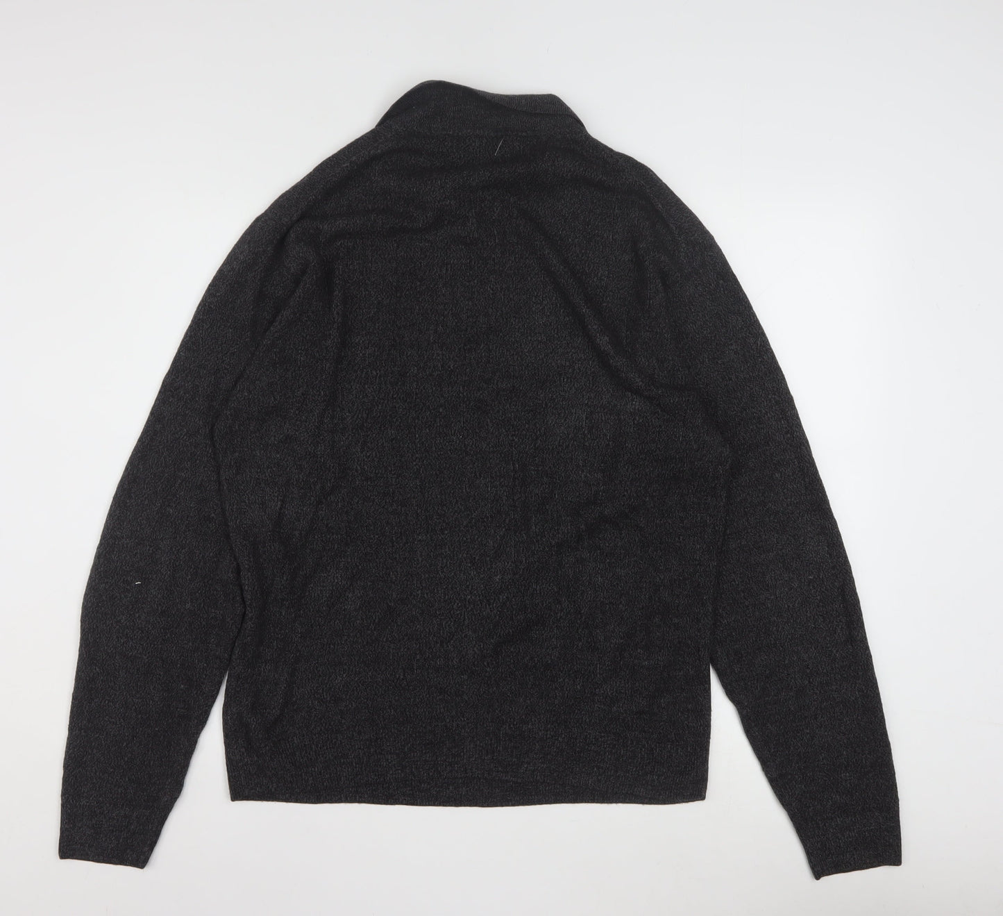 Dockers Men's Grey Collared Henley Knit Jumper Size L