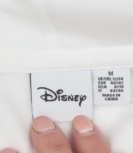 Disney Women White Hoodie Mickey & Friends M 12/14 Pullover