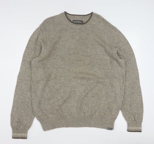 Eddie Bauer Men’s Beige Cotton Crew Neck Pullover Jumper 2XL