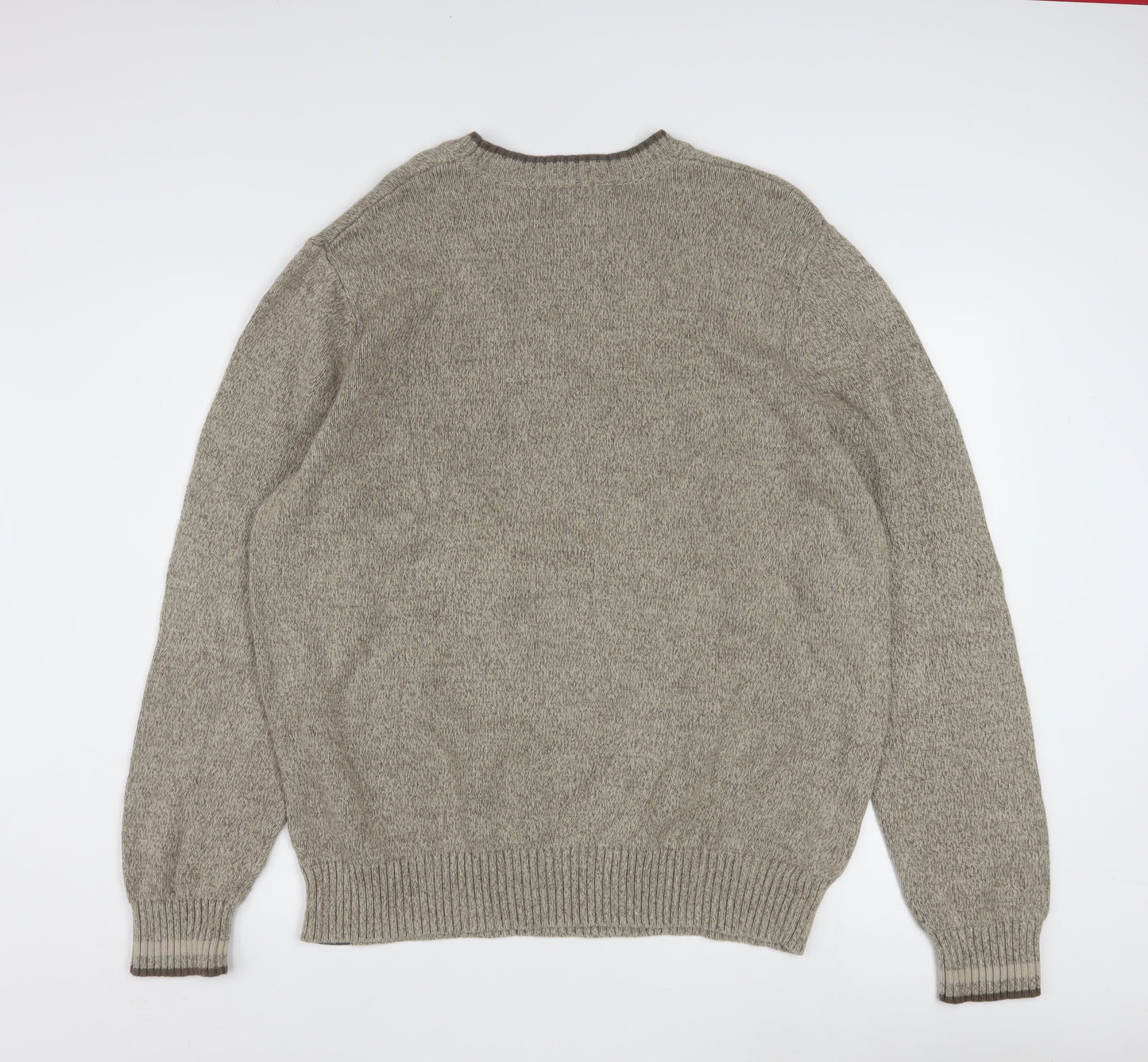 Eddie Bauer Men’s Beige Cotton Crew Neck Pullover Jumper 2XL