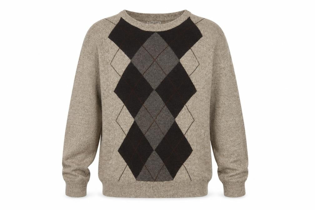 Dockers Men's Beige Argyle Knit Acrylic Pullover Jumper L