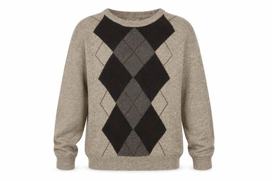 Dockers Men's Beige Argyle Knit Acrylic Pullover Jumper L