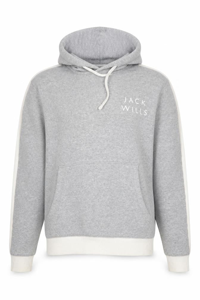 Jack Wills Men's Grey Pullover Hoodie L Logo Cotton Blend
