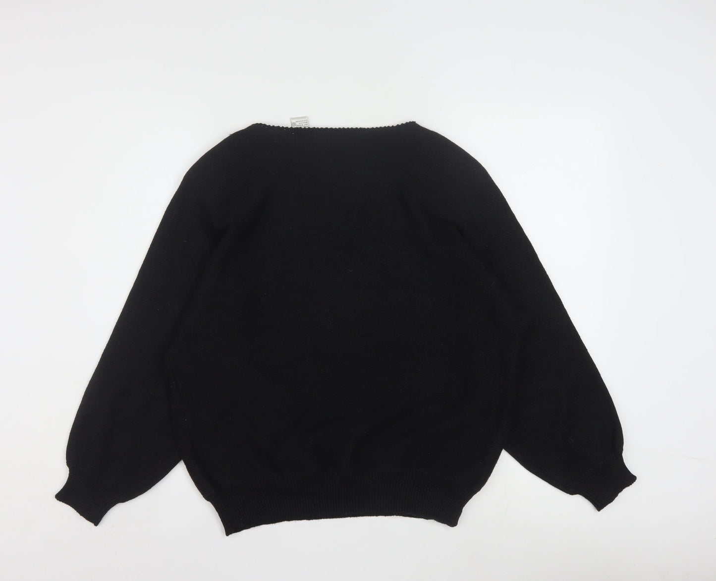 Dana Scott Women Black Beaded Crew Neck Christmas Jumper Size S