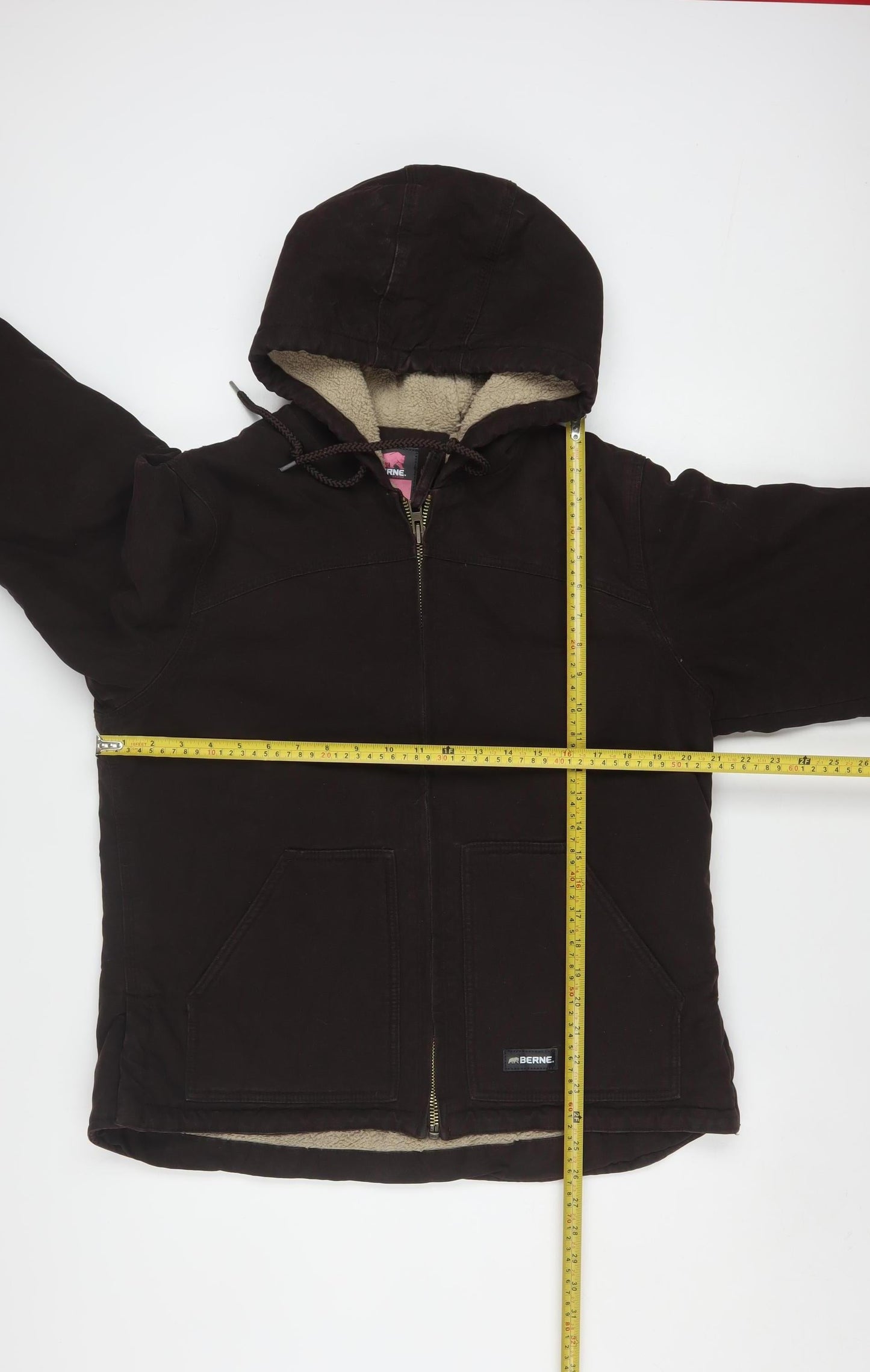 Berne Women's Brown L Hooded Lined Work Jacket Cotton Canvas