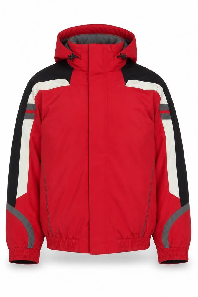 Brugi Men's Red Waterproof Ski Jacket Hooded Size 40 Regular Fit